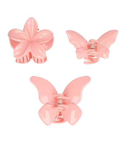 Haarklemmen Set Klein Vlinder Bloem Licht Roze