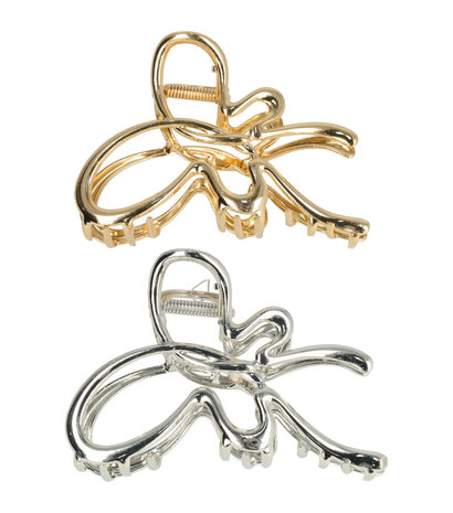 Haarklemmen Set Open Vlinder Vorm Metaal 10cm Goud Zilver 2 Stuks