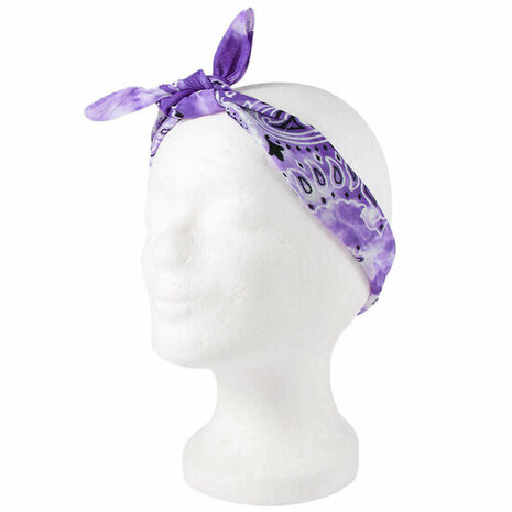 Haarband Bandana Zakdoek Tie Dye Paisley Print Paars