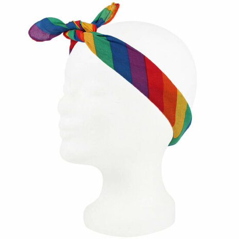 Haarband Bandana Zakdoek Regenboog Print Multi Color Blauw Groen Geel Rood