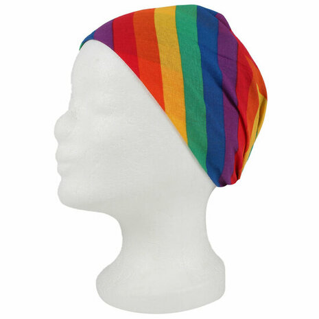 Haarband Bandana Zakdoek Regenboog Print Multi Color Blauw Groen Geel Rood