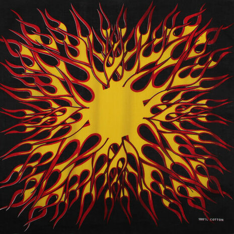 Haarband Bandana Zakdoek Vlammen Print Geel Rood Zwart