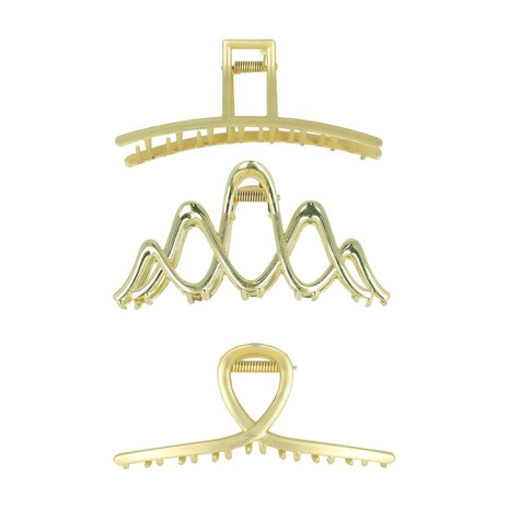 Haarklemmen Set XL Metaal Wave Recht Fantasie Goud