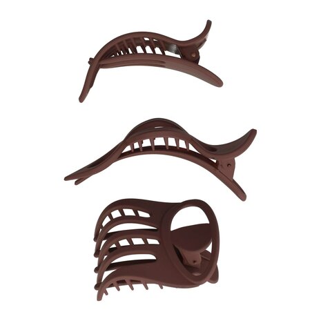 Haarklemmen Set Fantasie Mat Naturel 8cm 9cm 11cm Paars Bruin