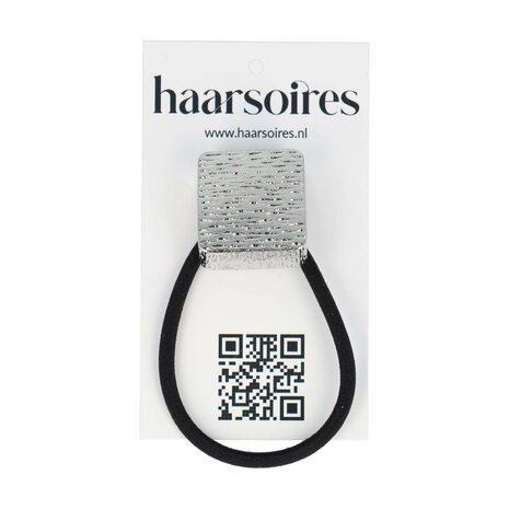 Haarelastiek Vierkant Ribbel Cuff Ornament Zilver