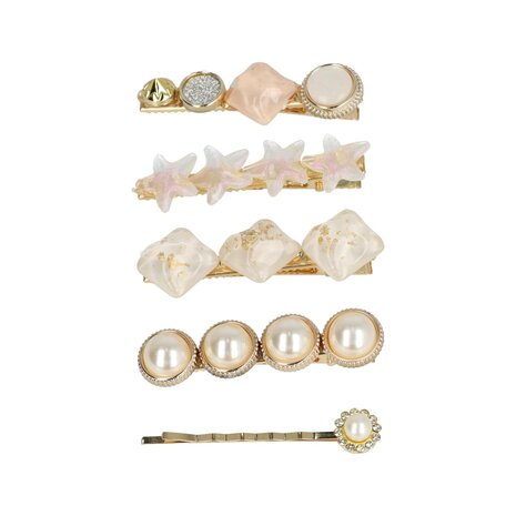 Duckklemmen Set Cirkel Vierkant Ster Fantasie 6cm Creme