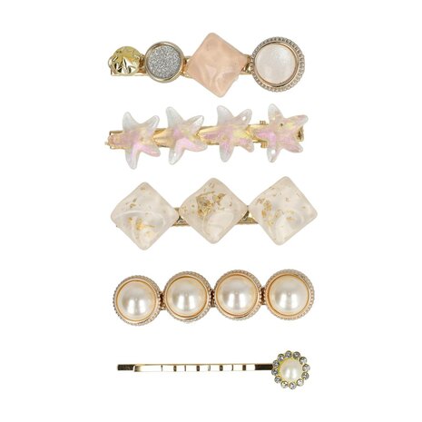 Duckklemmen Set Cirkel Vierkant Ster Fantasie 6cm Creme