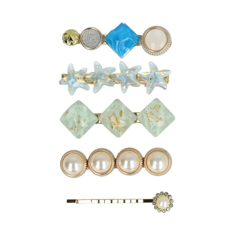 Duckklemmen Set Cirkel Vierkant Ster Fantasie 6cm Blauw
