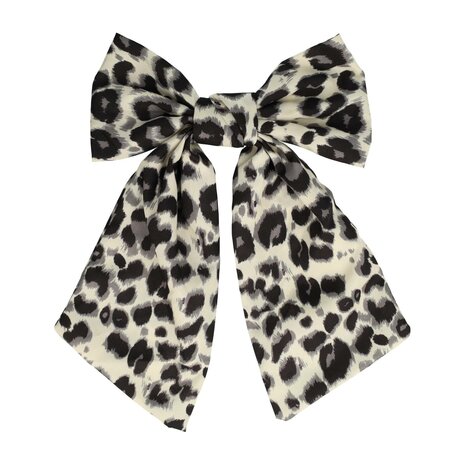 Duckklem Strik Panter Print Zwart Creme Grijs