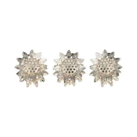 Haarklemmen Zonnebloem Klein 3 Stuks 3cm Zilver