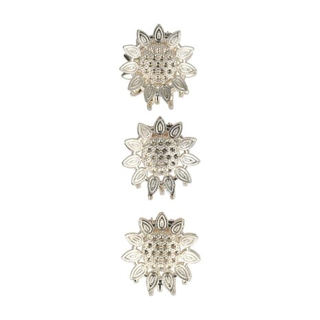 Haarklemmen Zonnebloem Klein 3 Stuks 3cm Zilver