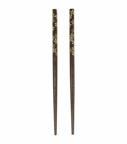 Haarpinnen Bloemen Print Hout 18cm Bruin
