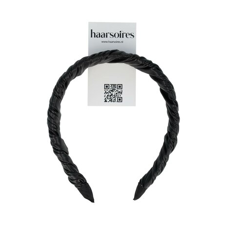 Diadeem Gedraaid Imitatie Leder 3cm Zwart