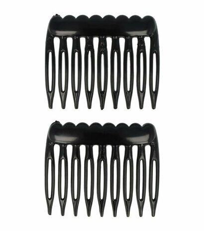 Haarkammen Opsteek Set Klein Recht Grove Tand 5cm Zwart