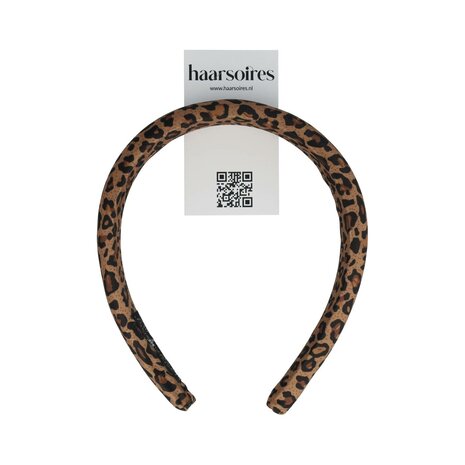 Diadeem Dik Stof 3cm Panter Print Zwart Bruin