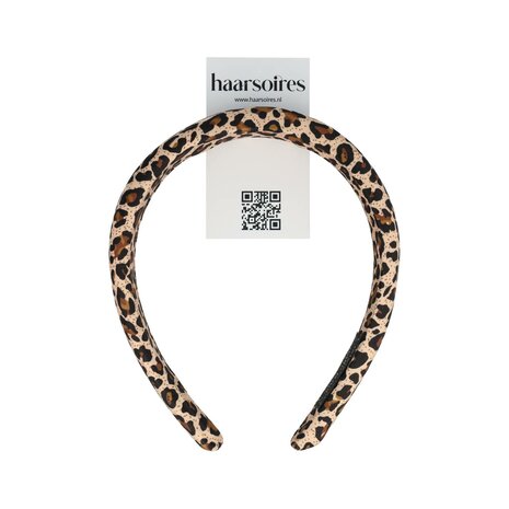 Diadeem Dik Stof 3cm Panter Print Zwart Bruin Beige