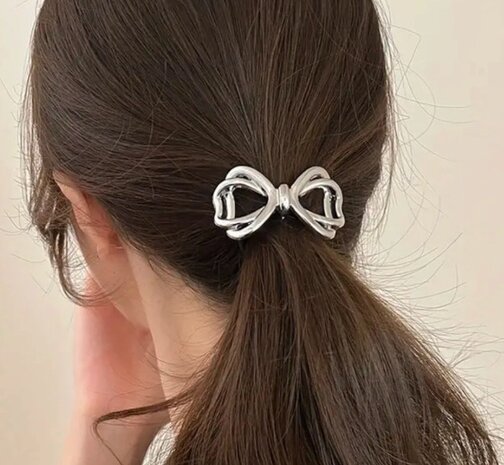Haarelastiek Strik Cuff Ornament Zilver