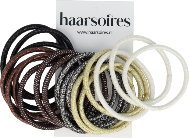 Haarelastieken Glitter 18 Stuks Goud Bruin Naturel