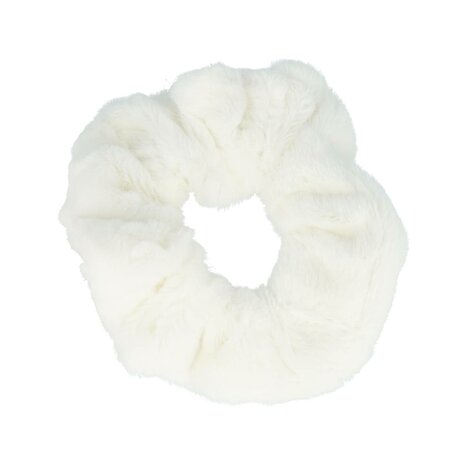 Scrunchie Teddy Stof 10cm Wit