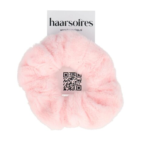 Scrunchie Teddy Stof 10cm Roze