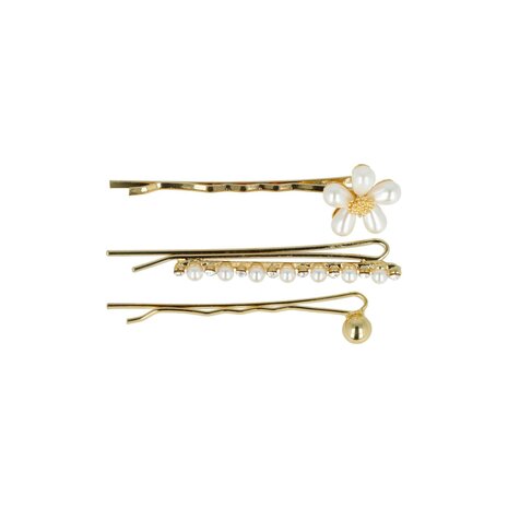 Schuifspeldjes Bloem Bol Recht Parel Strass 5cm Goud