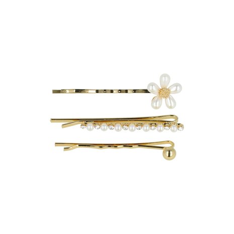 Schuifspeldjes Bloem Bol Recht Parel Strass 5cm Goud