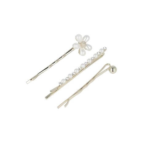 Schuifspeldjes Bloem Bol Recht Parel Strass 5cm Zilver