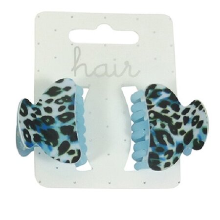 Haarspeld Klem Panter Print Blauw