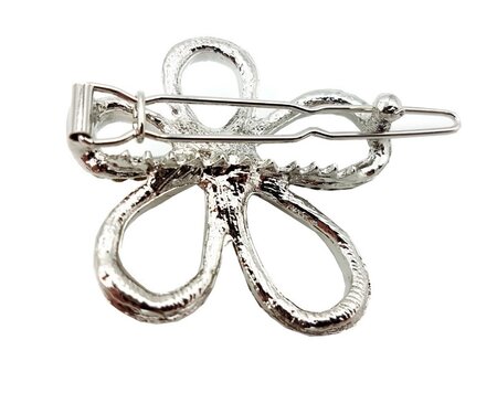 Haarspeld Clip Bloem Strass Parel Zilver