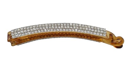 Haarspeld Bananenklem Recht Strass Bruin Zilver