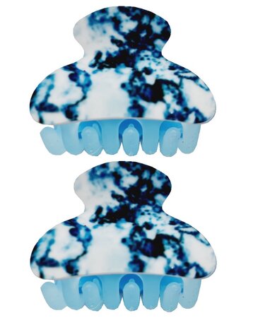 Haarspeld Klem Marmer Print Blauw