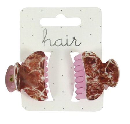 Haarspeld Klem Marmer Print Roze