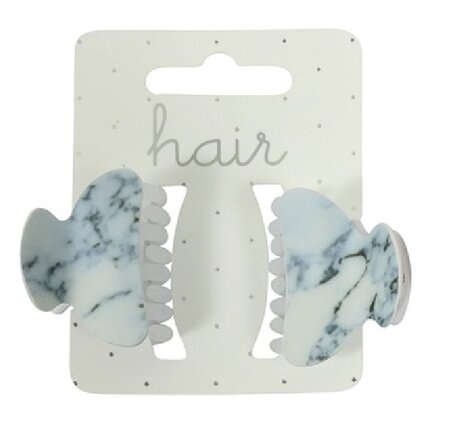 Haarspeld Klem Marmer Print Wit