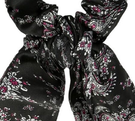 Scrunchie Haarelastiek Linten Paisley Print Zwart 