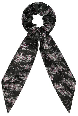 Scrunchie Haarelastiek Linten Paisley Print Zwart 