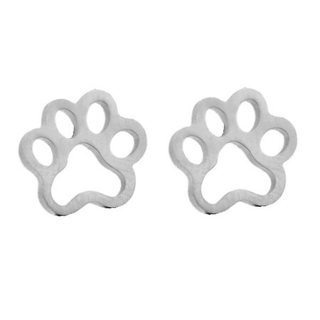 Oorbellen Minimalistisch Poot Afdruk Stainless Steel Zilver