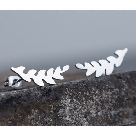 Oorbellen Minimalistisch Leaves Stainless Steel Zilver
