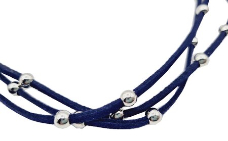 Haarband Veter Kralen Zilver Blauw