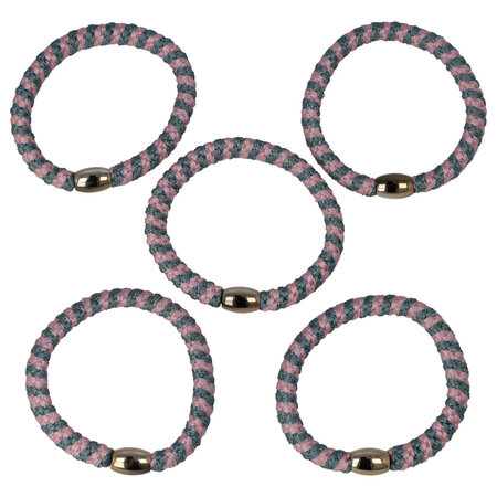 Haarelastieken Hair Tie Armband Streep Patroon Licht Roze Grijs