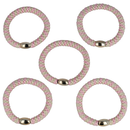 Haarelastieken Hair Tie Armband Streep Patroon Licht Roze Creme