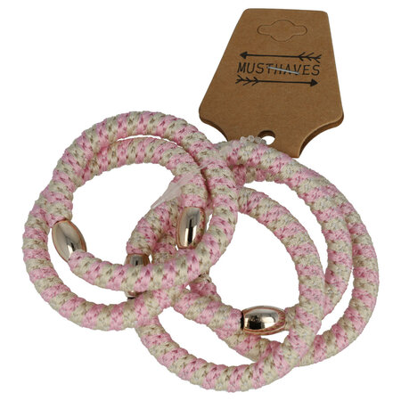 Haarelastieken Hair Tie Armband Streep Patroon Licht Roze Creme