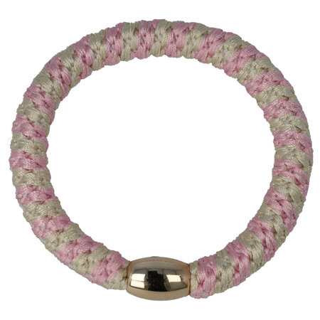 Haarelastieken Hair Tie Armband Streep Patroon Licht Roze Creme