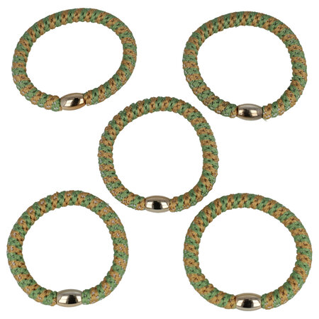 Haarelastieken Hair Tie Armband Streep Patroon Licht Groen Beige