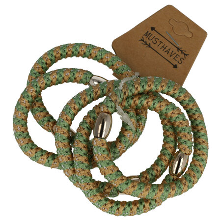 Haarelastieken Hair Tie Armband Streep Patroon Licht Groen Beige