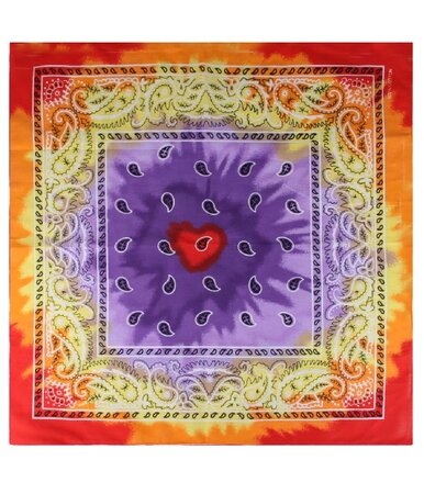Bandana Zakdoek Tie Dye Paisley Print Paars Geel Rood