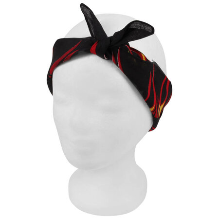 Haarband Bandana Zakdoek Vlammen Print Geel Rood Zwart