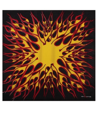 Haarband Bandana Zakdoek Vlammen Print Geel Rood Zwart