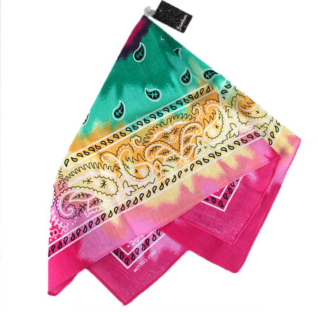 Bandana Zakdoek Tie Dye Print Groen Roze Geel