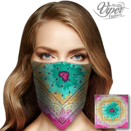 Bandana Zakdoek Tie Dye Print Groen Roze Geel