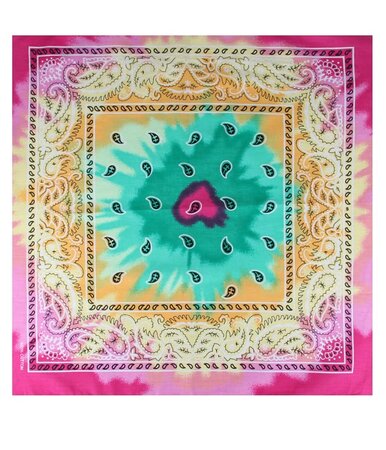 Bandana Zakdoek Batik Print Groen Roze Geel